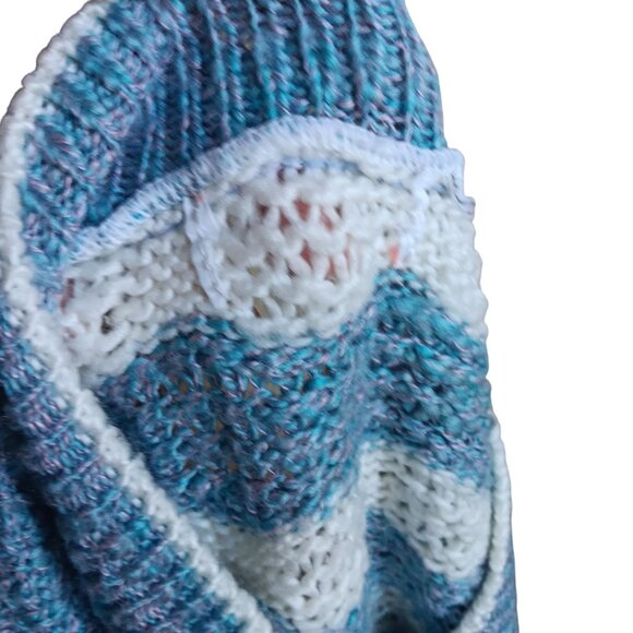 Women's Medium Preppy Sweater Vintage Oversize V-Neck Striped Valley girl 80s - Picture 7 of 7